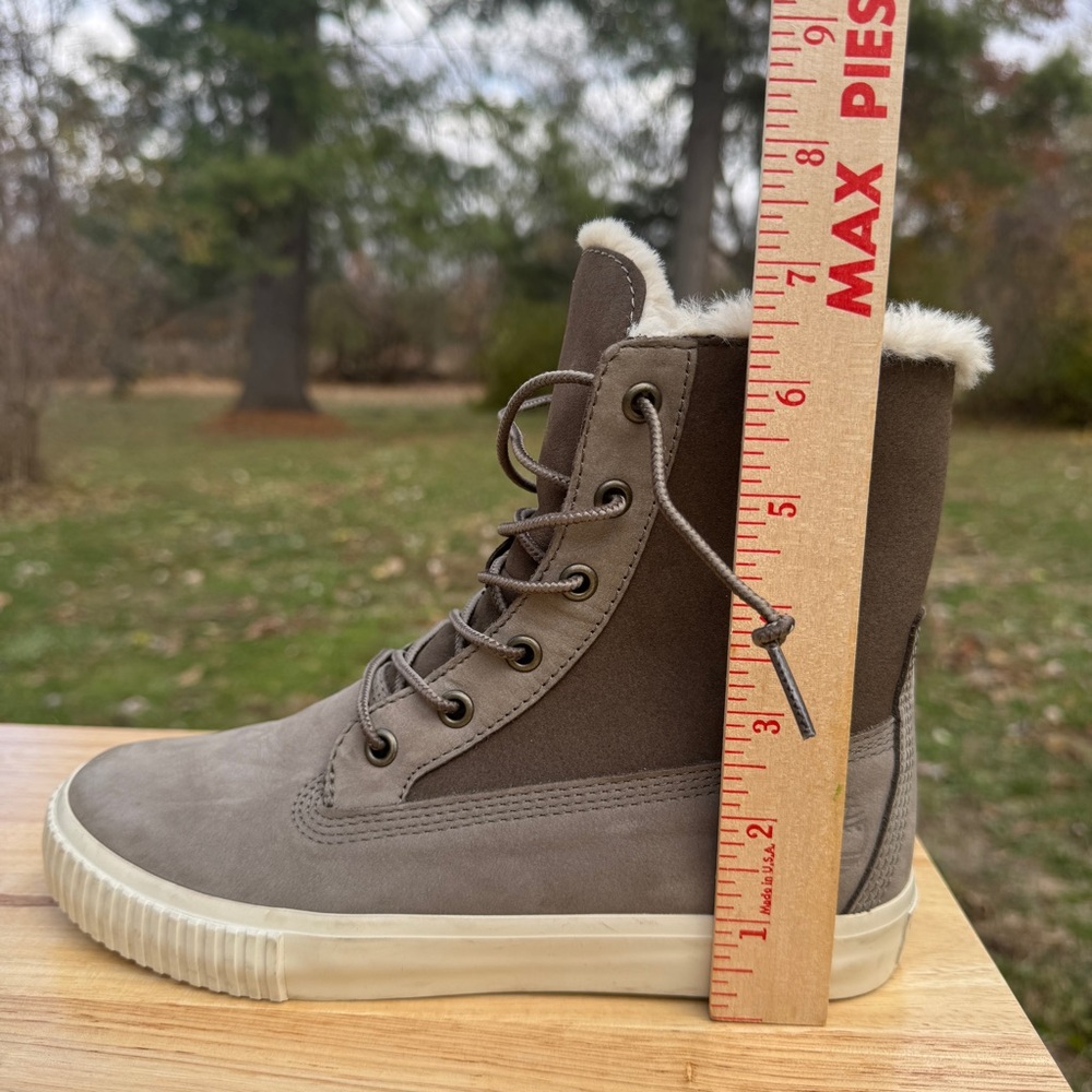 Timberland Skyla Bay Fold Down Fleece Boots Olive Nubuck Lace Up 6 - Picture 8 of 14